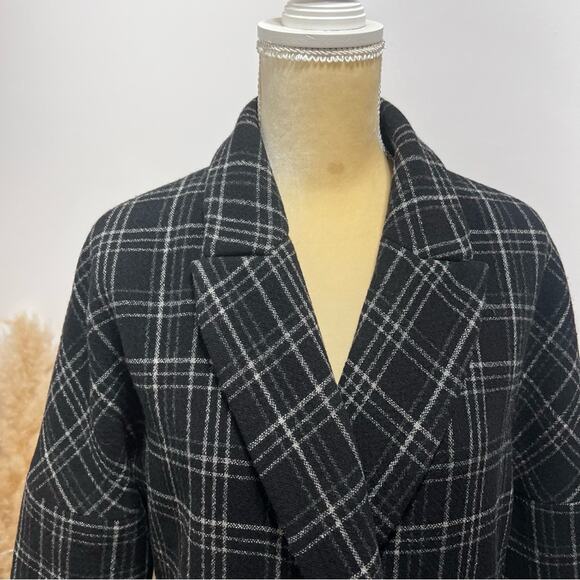 Zara Plaid Checked Double breasted Wool Long Coat Size XS - Picture 11 of 15